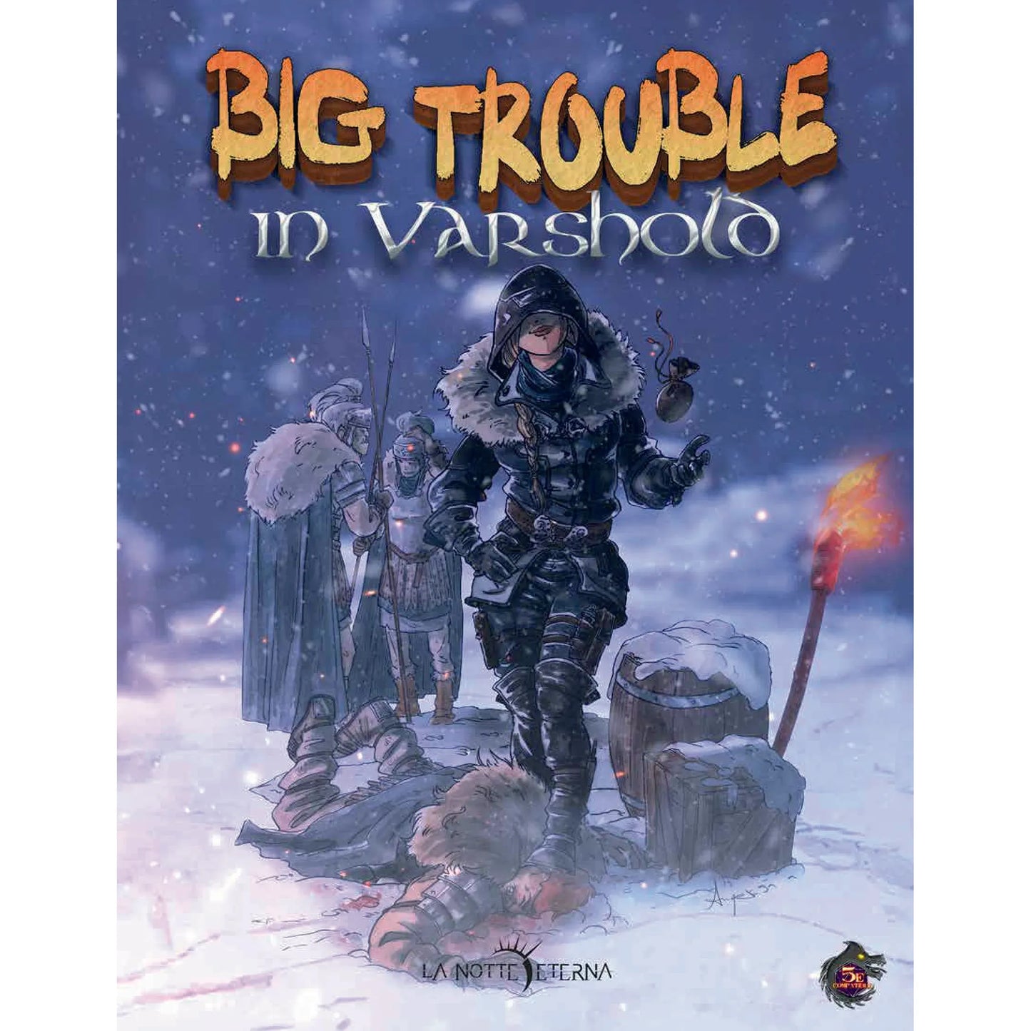Cover image of La Notte Eterna: Big Trouble in Varshold RPG book by Studio 2 Publishing, featuring dark fantasy artwork.