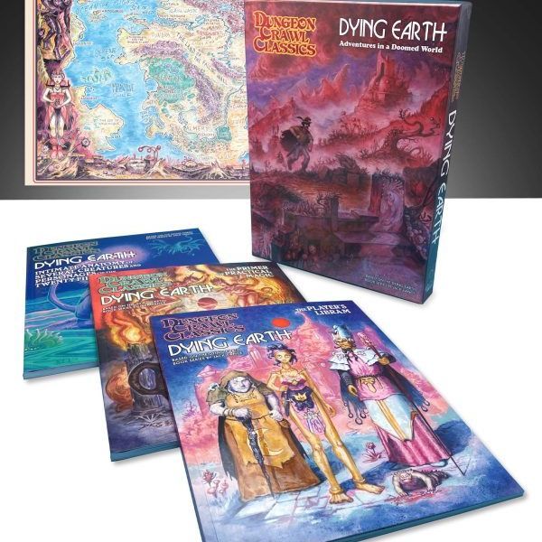 Dungeon Crawl Classics Dying Earth boxed set book by Goodman Games with colorful cover art and fantasy-themed illustrations.