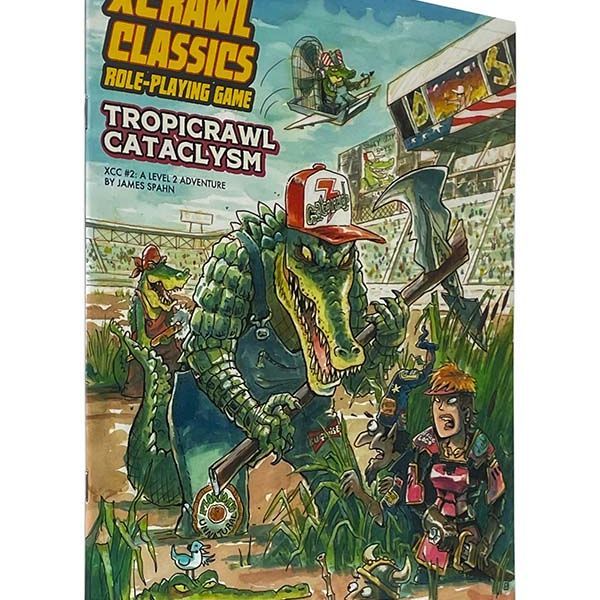 Tropicrawl Cataclysm RPG book by Goodman Games, featuring vibrant cover art with adventurous scene and fantasy elements.