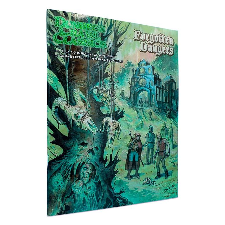 Forgotten Dangers DCC Day RPG book by Goodman Games featuring detailed cover art and interior pages for tabletop role-playing.