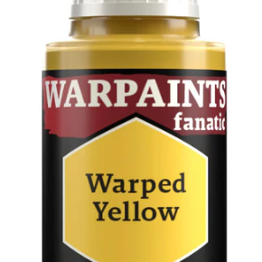 The Army Painter Warpaints fanatic acrylic paint in Warped Yellow, 18ml bottle with yellow paint visible in the image.