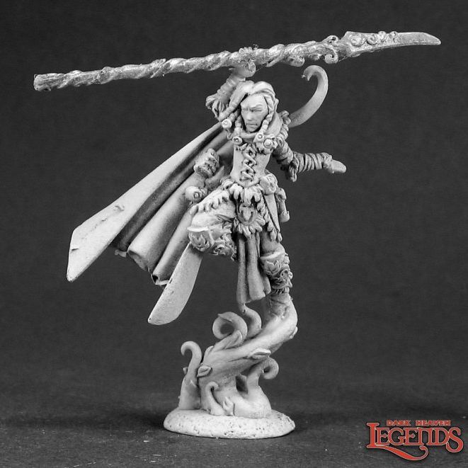 Reaper Miniatures Reaper: Tobias Winterhorn Druid miniature, detailed fantasy figure with robes and staff, painted for tabletop gaming.