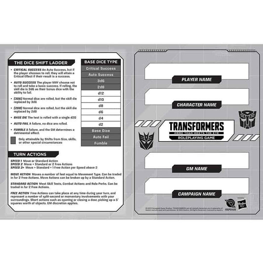 Transformers: Expanded Character Sheet Journal - TCB Games & Collectibles