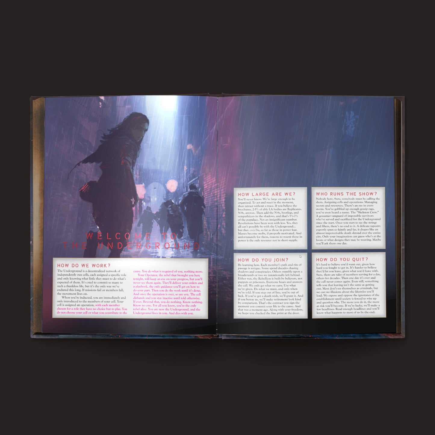 Blade Runner RPG Replicant Rebellion book by Free League Publishing, featuring cover art with futuristic cityscape and android characters.