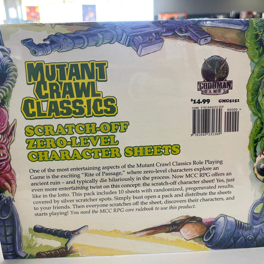 Mutant Crawl Classics MCC Scratch off Character Sheets 0- Level - TCB Games & Collectibles