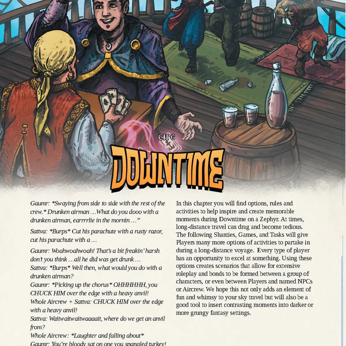Sky Zephyrs RPG game box by Quartermaster Direct, featuring artwork of fantasy characters and game components on the cover.