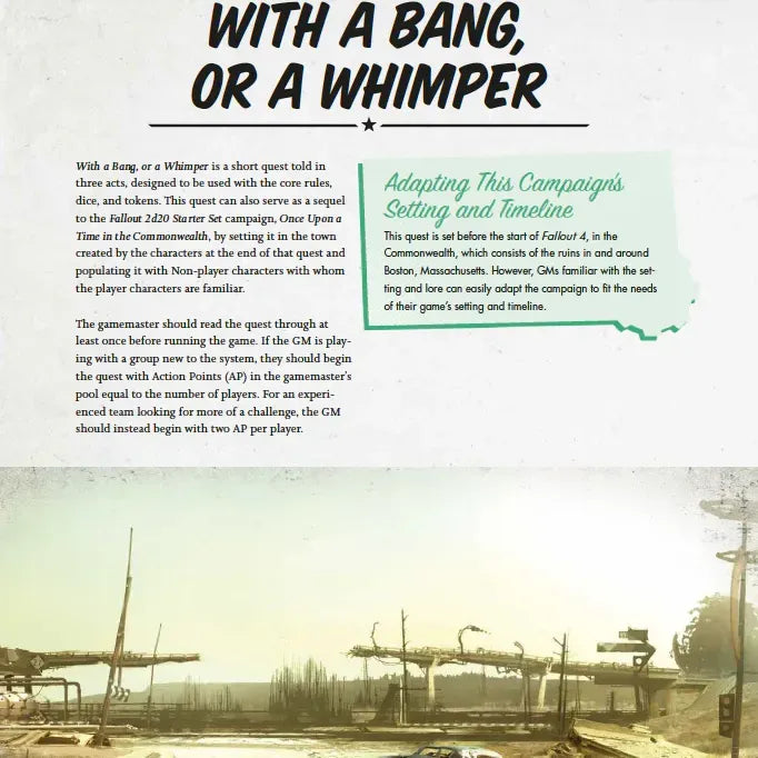 Fallout: The Roleplaying Game Core Rulebook by Modiphius, featuring cover art with Vault-Tec imagery and detailed text.