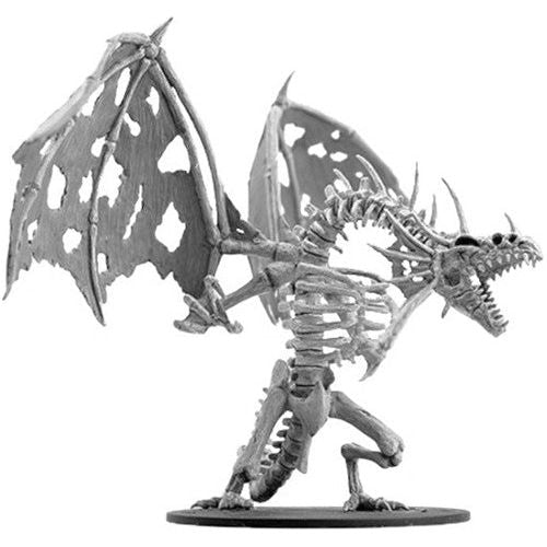Unpainted miniatures of a Gargantuan Skeletal Dragon from D&D Nolzur's Marvelous Unpainted Miniatures by Wizkids.