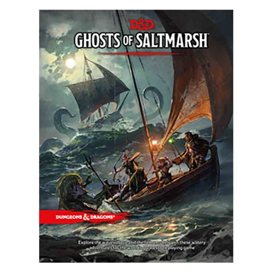 Wizards of the Coast D&D 5E Ghosts of Saltmarsh RPG book with cover art featuring maritime and ghostly themes.