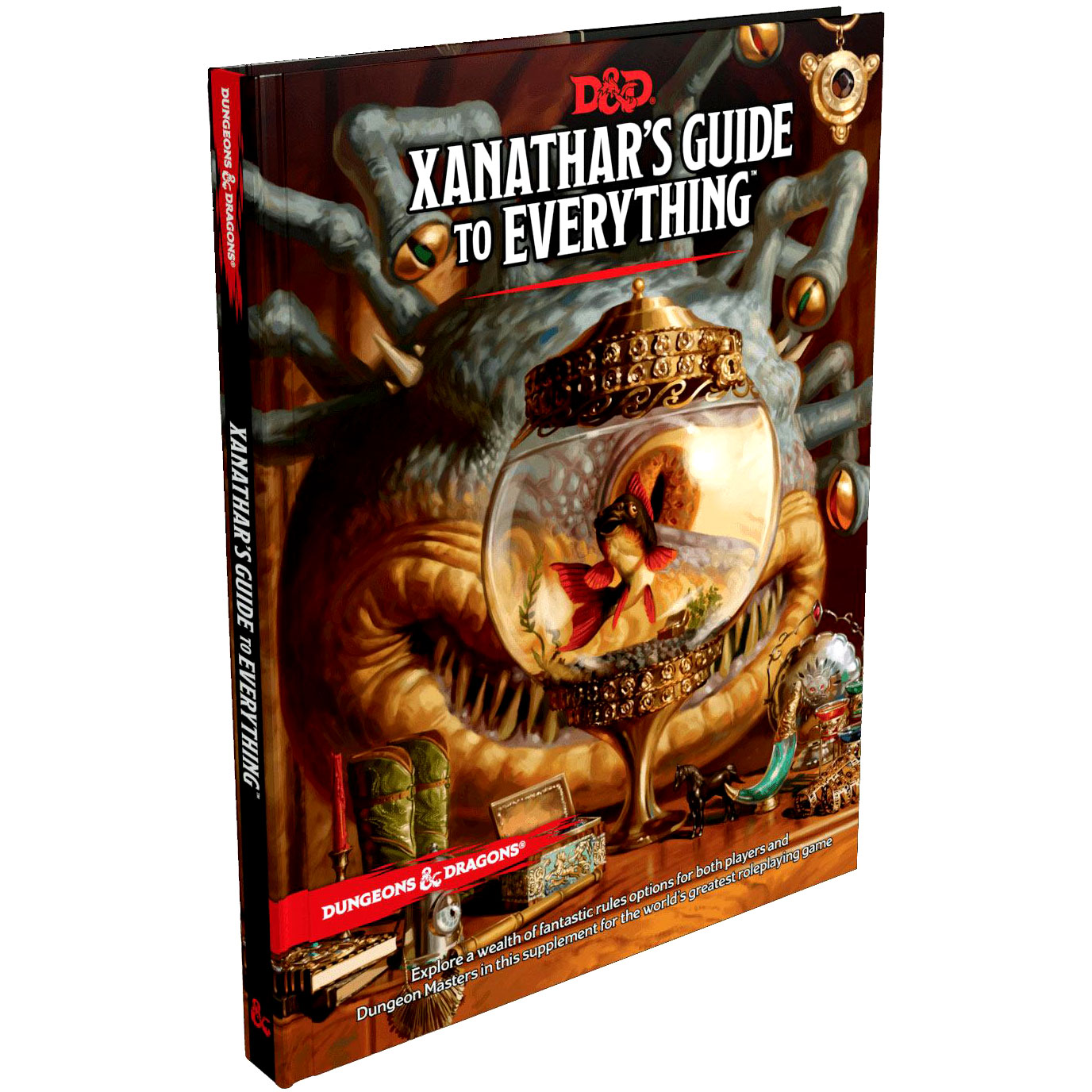 Xanathar's Guide to Everything book by Wizards of the Coast, featuring a colorful cover and fantasy art.