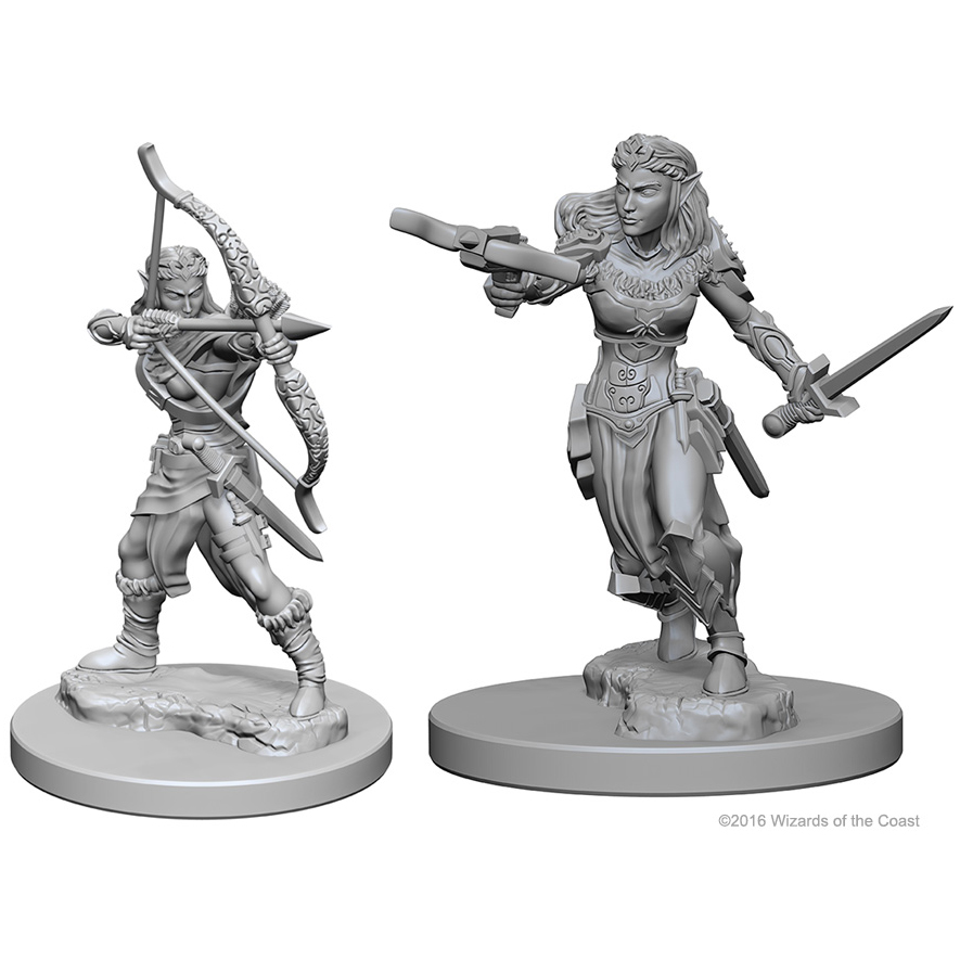 2 female elf ranger unpainted miniatures
