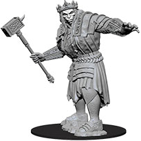 Unpainted Wizkids D&D Nolzur's Marvelous Miniatures W7 Fire Giant figure with detailed sculpting and fiery armor.