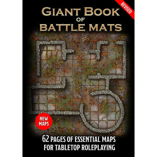 Giant Book of Battle Mats by Loke Battle Mats, depicting detailed game map designs for tabletop role-playing games.