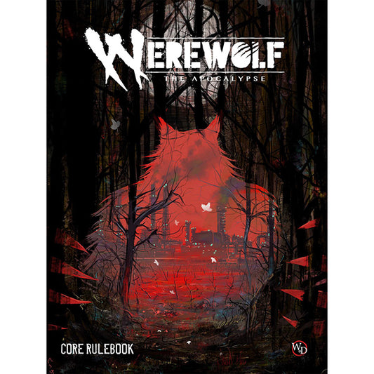 Werewolf: The Apocalypse 5e core rule book for tabletop gaming, published by Renegade Game Studios, featuring artwork on the cover.