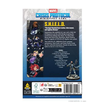 Atomic Mass Marvel Crisis Protocol S.H.I.E.L.D. Affiliation Pack featuring miniatures and game components for tabletop gaming.