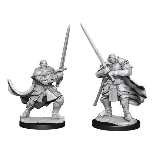 Unpainted Wizkids D&D Nolzur's Marvelous Miniature of a Half-Orc Male Paladin for tabletop gaming.