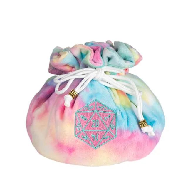 Rainbow Flannel Drawstring Dice Bag w/ Inner-Pockets