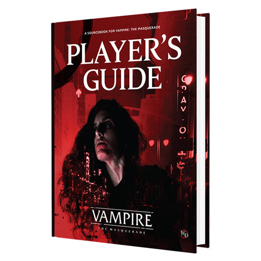 Vampire: The Masquerade 5e Player's Guide gaming book by Renegade Game Studios, featuring dark, illustrated cover art.