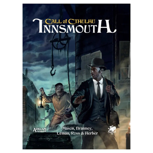 Call of Cthulhu Innsmouth RPG box set by Chaosium featuring dark, mysterious artwork and game components on the cover.