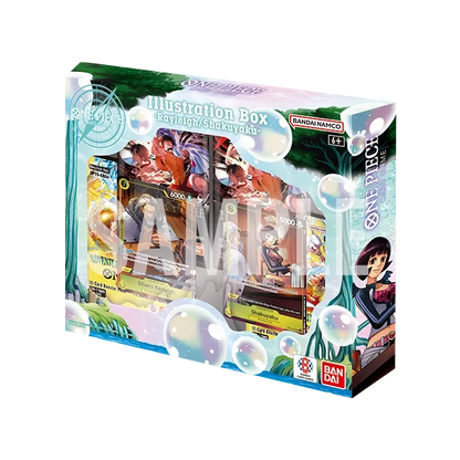 Bandai One Piece Illustration Box Vol 7 trading cards featuring colorful character artwork and collectible card designs.