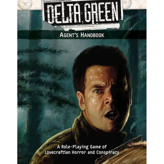 Delta Green RPG Agent's Handbook book by Studio 2 Publishing featuring cover art with mysterious sci-fi themes and agency insignia.