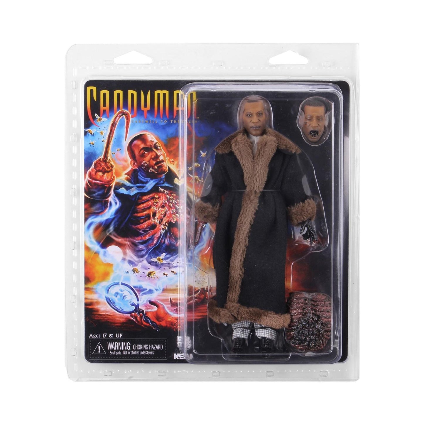 Neca Tony Todd Candyman Farewell to the Flesh 8-inch action figure with detailed costume and menacing expression.