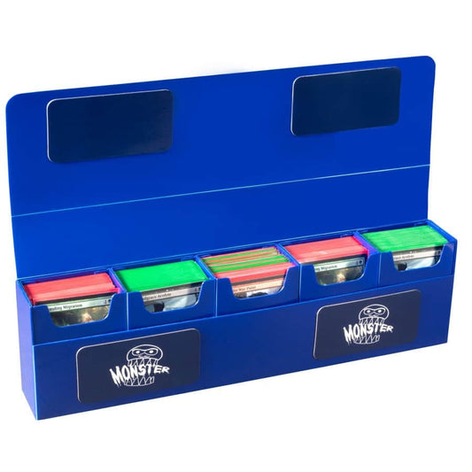 Monster Binder Hydra 5-compartment deck box for storing trading cards, featuring durable plastic and secure lid.