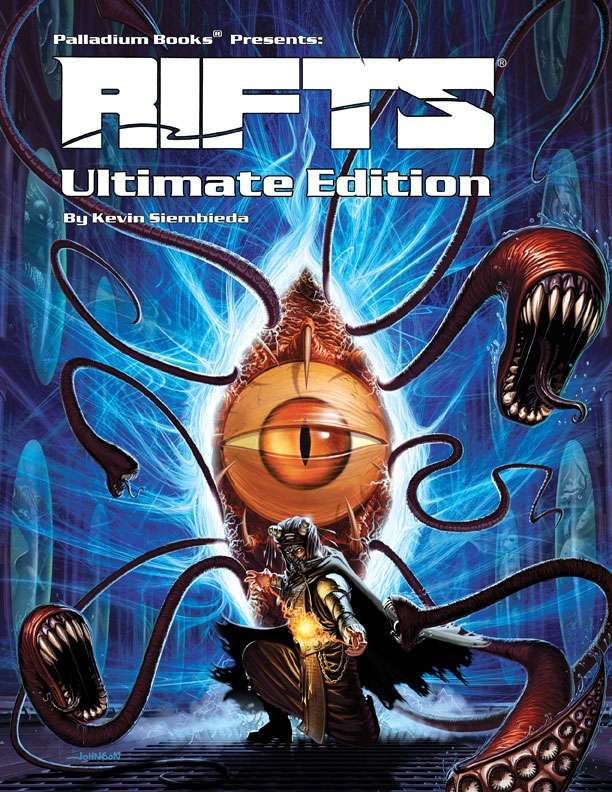 Hardcover Rifts RPG: Ultimate Edition book by Studio 2 Publishing, featuring detailed cover art and a sturdy binding.