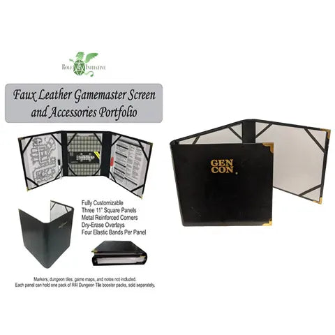 Gen Con Edition faux leather GM screen and accessories portfolio for RPGs by Studio 2 Publishing, featuring a compact book design.