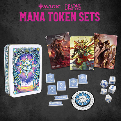 Beadle & Grimm Metal Mana Token Set for Magic: The Gathering cards, featuring detailed metal tokens for game play.