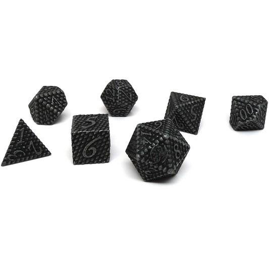 Dragon Scale Metal Dice - Silver Dragon Scales