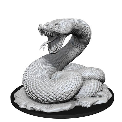 Unpainted D&D Nolzur's miniature of a giant constrictor snake from Wizkids, detailed unpainted plastic figure for tabletop gaming.