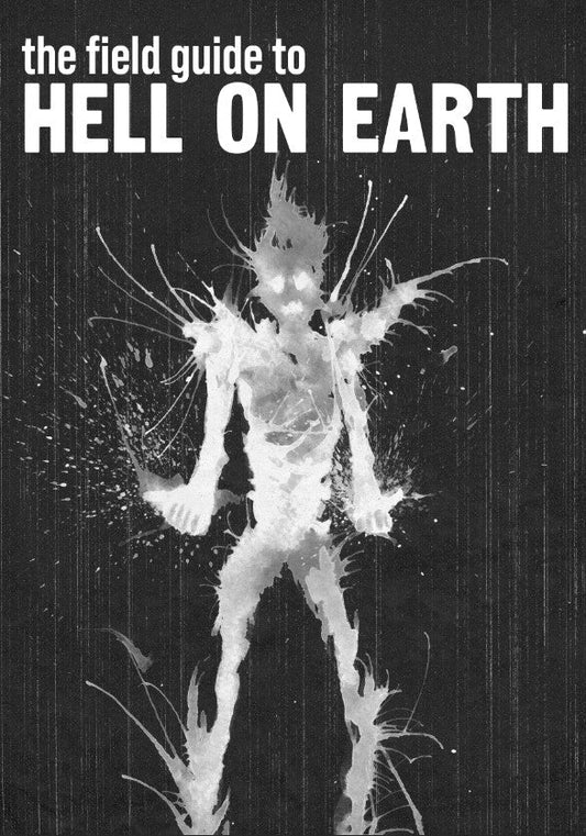Open book titled "Mad as Hell: The Field Guide to Hell on Earth RPG" by Studio 2 Publishing, showing colorful illustrated pages inside.