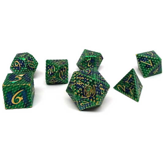 Dragon Scale Metal Dice - Forest Dragon Scales