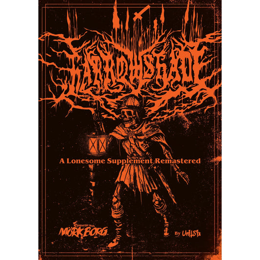 Harrowshade Solo RPG book by Studio 2 Publishing featuring dark fantasy artwork and rugged black cover design.