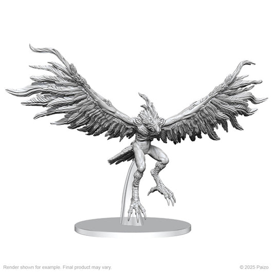 Unpainted W27 Derakni Locust Demon miniature from Wizkids Pathfinder Deepcuts Unpainted Miniatures set, showing detailed demon figure.