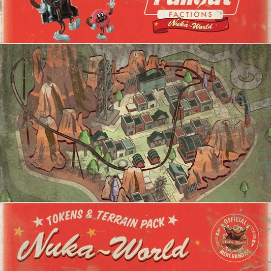 Fallout: Factions Tokens and Terrain Pack 1 by Modiphius, featuring detailed game tokens and terrain pieces for tabletop gaming.