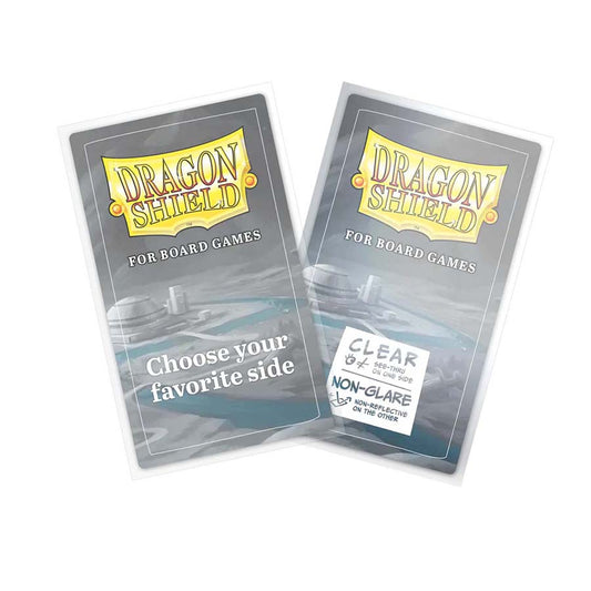 Dragon Shield non-glare tarot-size card sleeves, clear and protective, shown fanned out with cards inside.