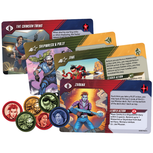 Risk G.I. Joe Special Missions Leader Bonus Pack gaming supplies including game pieces and cards by Renegade Game Studios.
