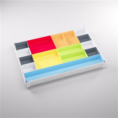 Gamegenic Token Silo XL convertible storage box in white and multicolor, designed for organizing gaming tokens and accessories.