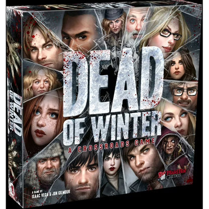 Dead of Winter: A Crossroads Cooperative Strategy Board Game by Asmodee, featuring a game board, cards, and miniatures for players.