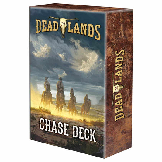 Deadlands RPG Quick Chase Deck by Pinnacle Entertainment featuring illustrated cards for fast-paced gameplay in a western horror setting.