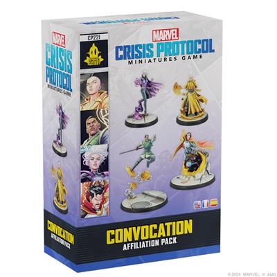 Marvel Crisis Protocol Convocation Affiliation Pack by Atomic Mass featuring miniatures and tokens for tabletop gameplay.