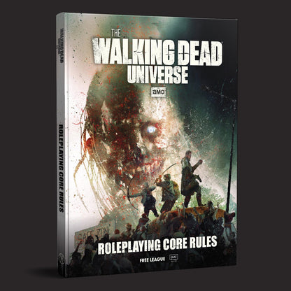 The Walking Dead Universe RPG Core Rules book by Free League Publishing, featuring cover art with characters from the series.
