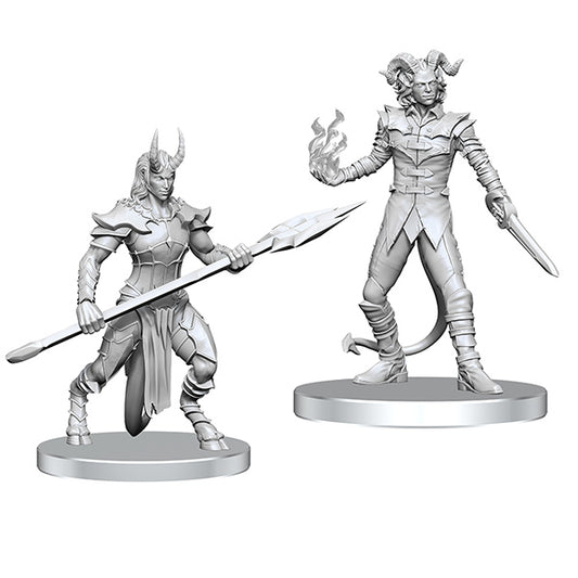 Unpainted Wizkids Pathfinder Deepcuts miniatures featuring W27 Vordine Infantry Devil and Pitborn Rogue figures.