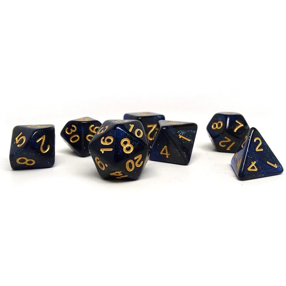 Midnight Blue Stardust Dice Collection - 7 Piece Set