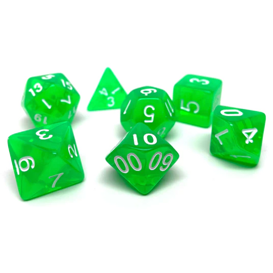 Green Translucent Dice - 7 Piece Set