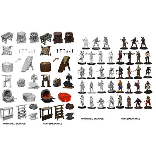 D&D: Wizkids Deep Cuts Unpainted Miniatures - W08 Townspeople & Accessories - TCB Games & Collectibles