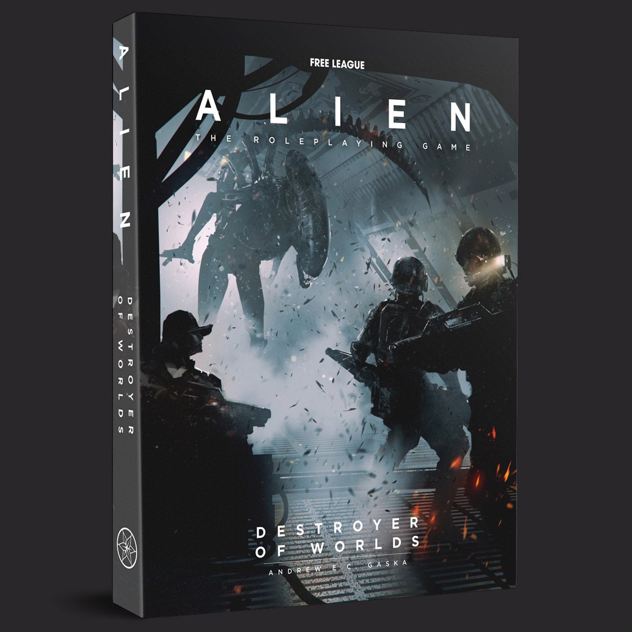 Alien RPG Destroyer of Worlds book by Free League Publishing featuring cover art and title text on the front.