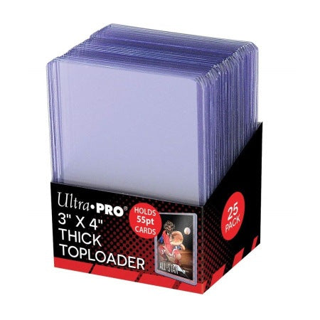 Ultra Pro 3x4 inch top loader card protector showing clear plastic with open top for storing trading cards